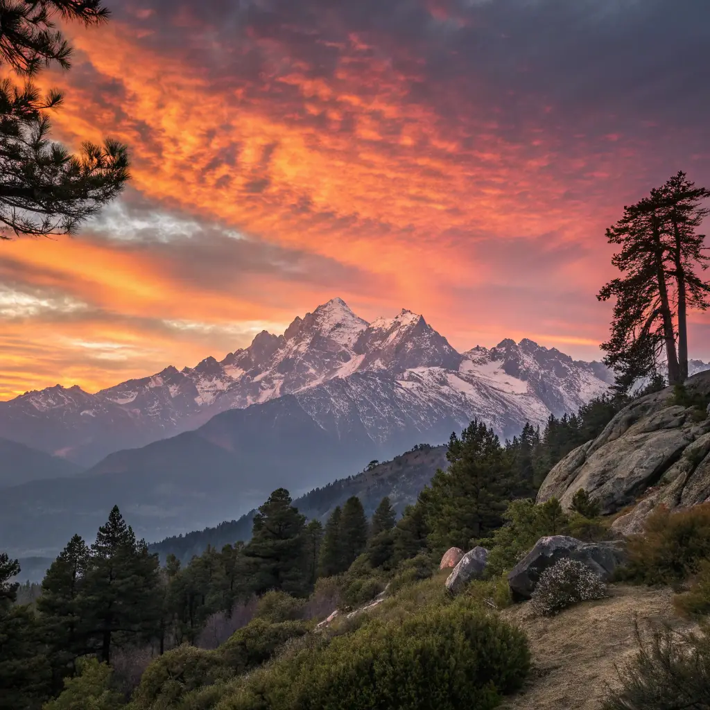 Sunset Over Mountains